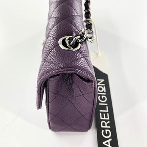 East West Purple Caviar Flap Shoulder Bag