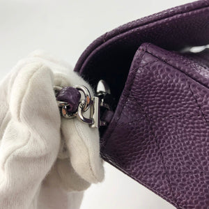 East West Purple Caviar Flap Shoulder Bag