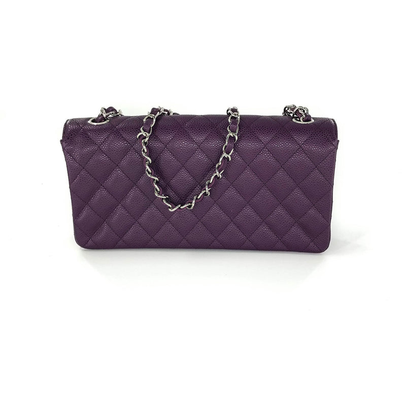 East West Purple Caviar Flap Shoulder Bag