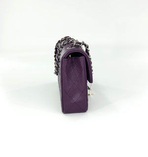 East West Purple Caviar Flap Shoulder Bag