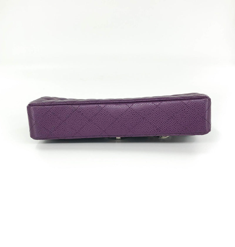 East West Purple Caviar Flap Shoulder Bag