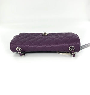 East West Purple Caviar Flap Shoulder Bag