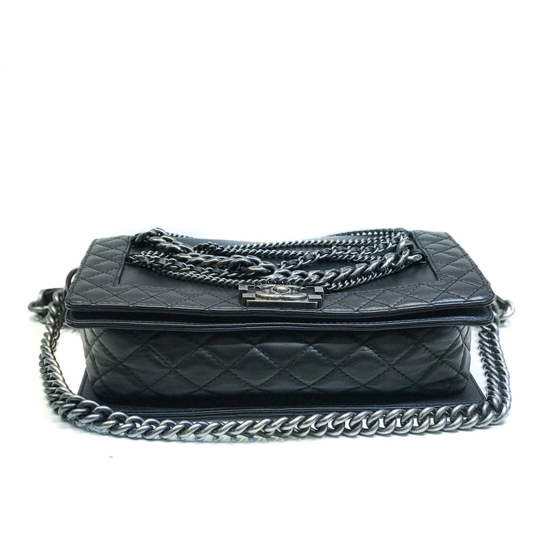 Limited Enchained Medium Boy Flap in Calfskin Leather with RHW