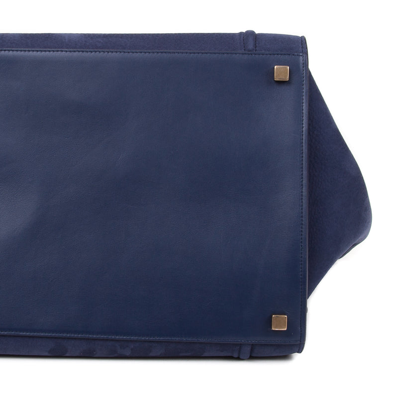 Medium Phantom Handbag in Dark Blue Nubuck Calfskin