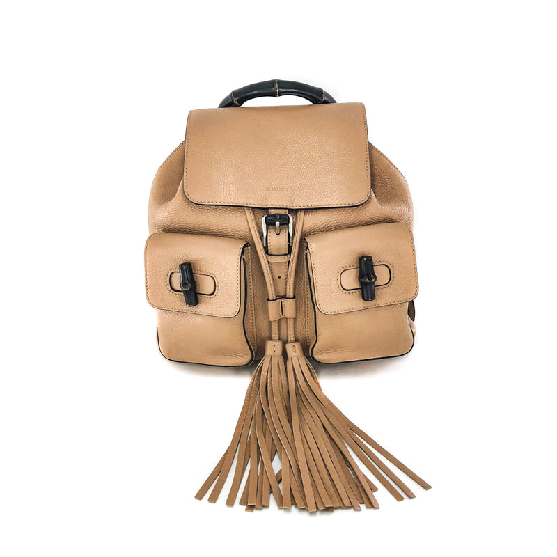 Vintage Tassel Backpack with Bamboo Handle