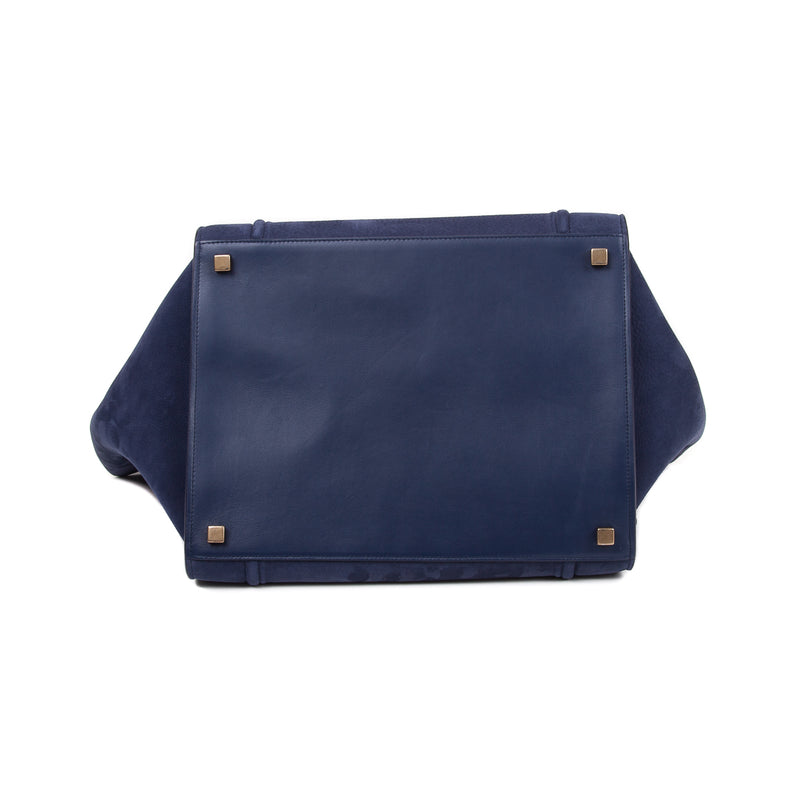 Medium Phantom Handbag in Dark Blue Nubuck Calfskin