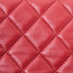 Red Quilted O Case Large in Dark Red Lambskin