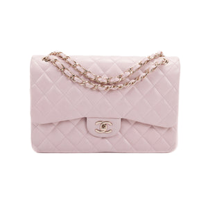 Double Flap Lambskin Jumbo in Pastel Pink with Pale GHW