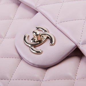 Double Flap Lambskin Jumbo in Pastel Pink with Pale GHW