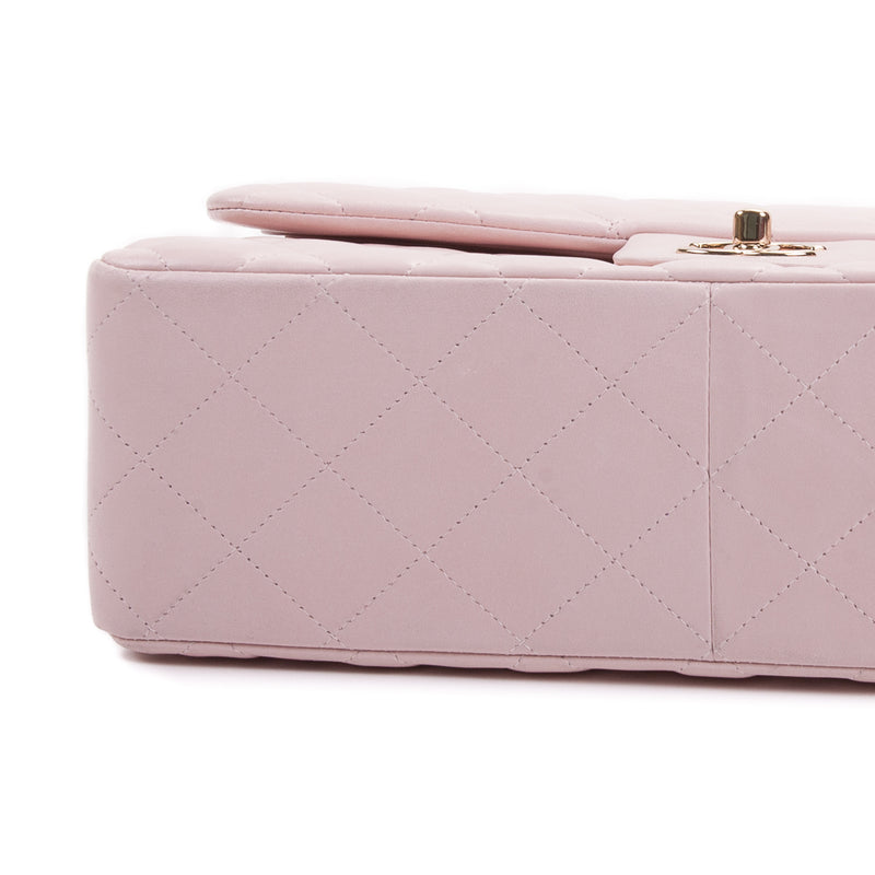 Double Flap Lambskin Jumbo in Pastel Pink with Pale GHW