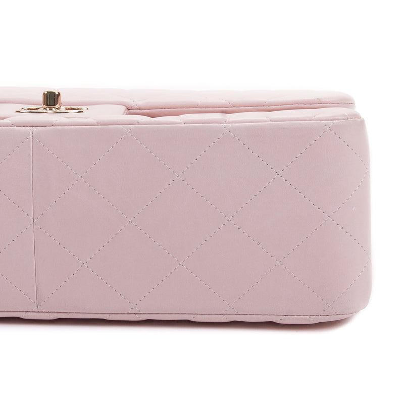 Double Flap Lambskin Jumbo in Pastel Pink with Pale GHW