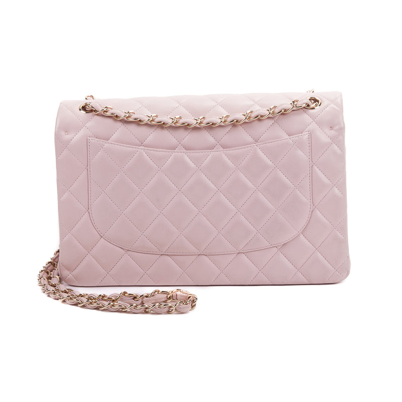 Double Flap Lambskin Jumbo in Pastel Pink with Pale GHW