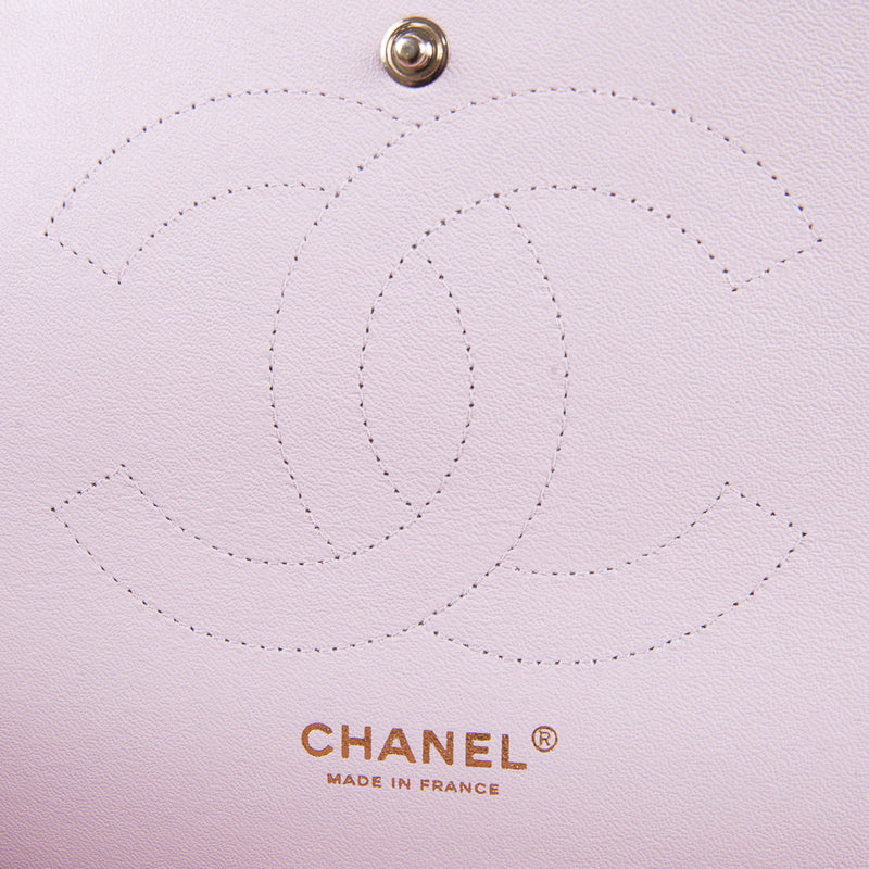 Double Flap Lambskin Jumbo in Pastel Pink with Pale GHW