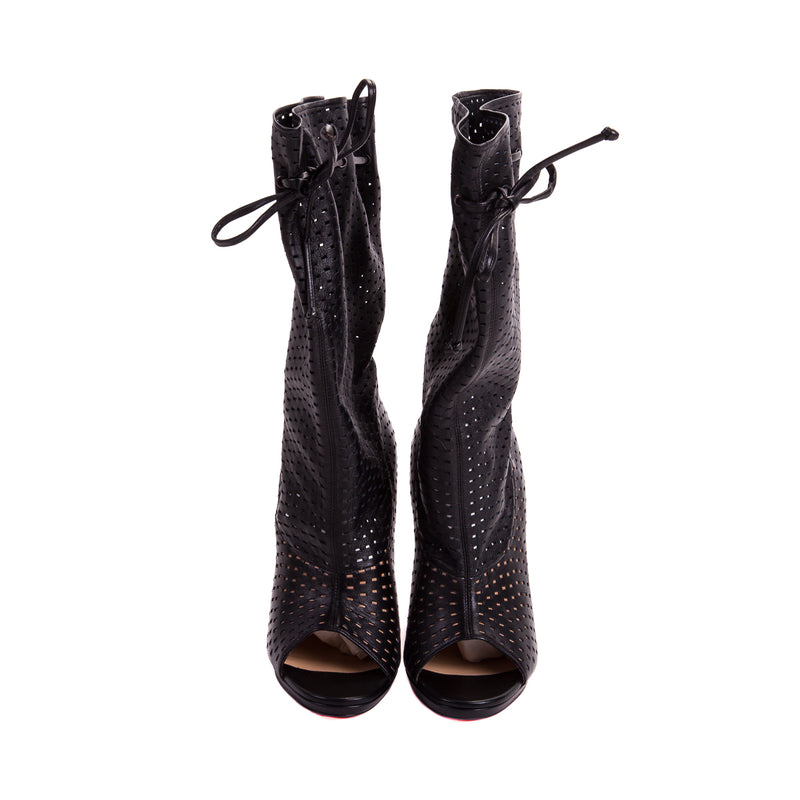 Jennifer Perforated Leather 120 Boots Black