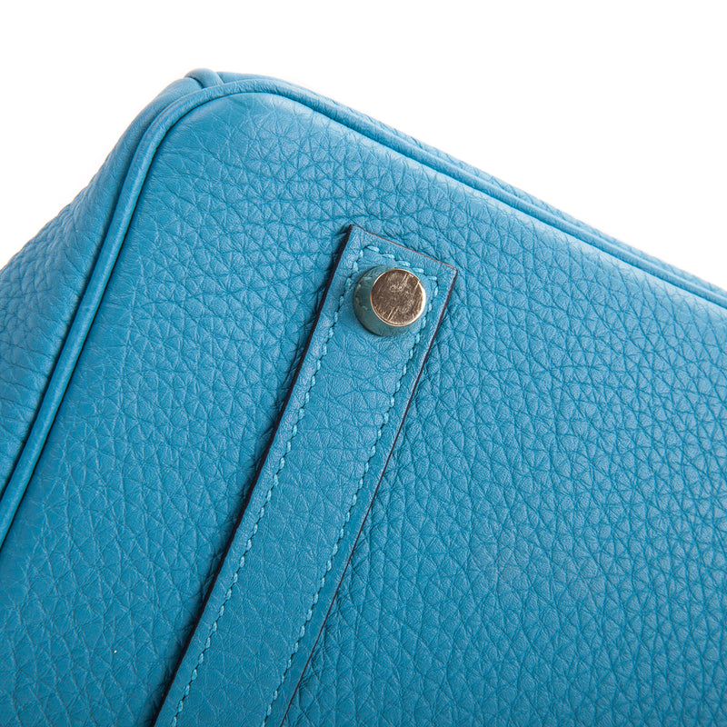 Hermes Togo Leather Birkin Bag 35 Blue Azur