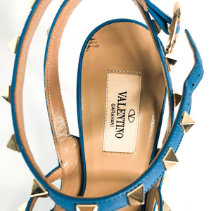 Rockstud Heels in Blue Leather