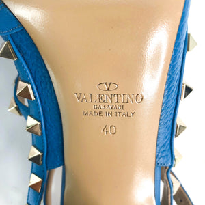 Rockstud Heels in Blue Leather
