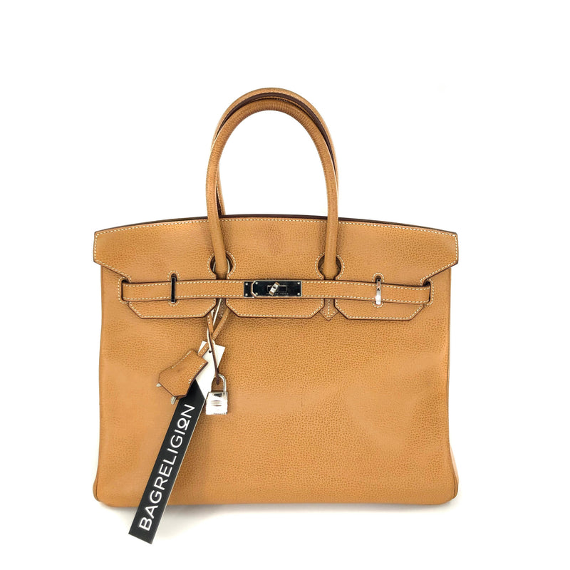 Birkin 35 Gold Vache Liegee J-Stamp Palladium Hardware