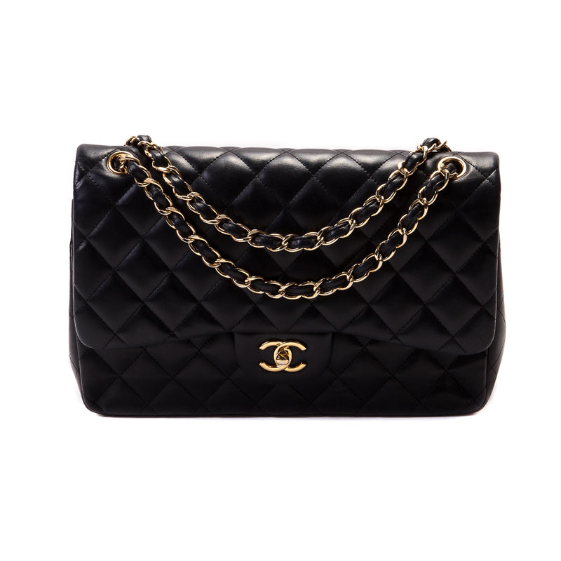 Classic Double Flap Lambskin Jumbo Black with GHW