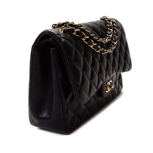 Classic Double Flap Lambskin Jumbo Black with GHW