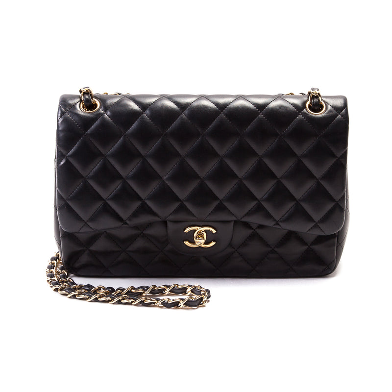 Classic Double Flap Lambskin Jumbo Black with GHW