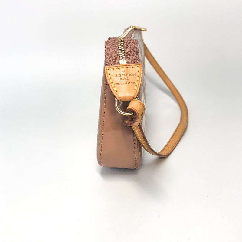 Louis Vuitton nude Vernis leather bag with tan leather straps and