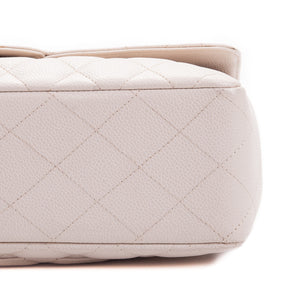 Single Flap Caviar Jumbo in Light Beige w/ Silver Hardware
