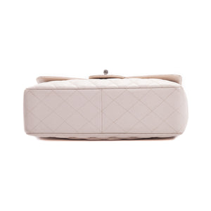 Single Flap Caviar Jumbo in Light Beige w/ Silver Hardware