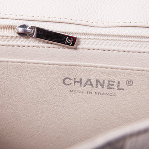 Single Flap Caviar Jumbo in Light Beige w/ Silver Hardware