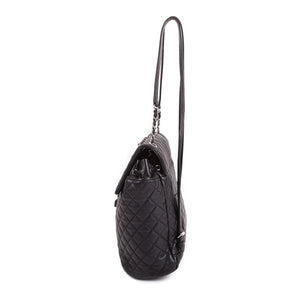Black Quilted Lambskin Large Backpack