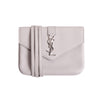 Grey Tri-Pocket V Flap Crossbody Calfskin Bag