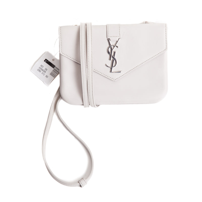 Grey Tri-Pocket V Flap Crossbody Calfskin Bag