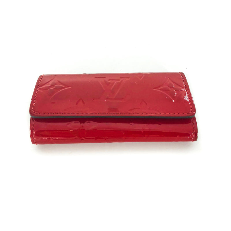 Authentic Louis Vuitton 4 Ring Key Holder Case RED Vernis 