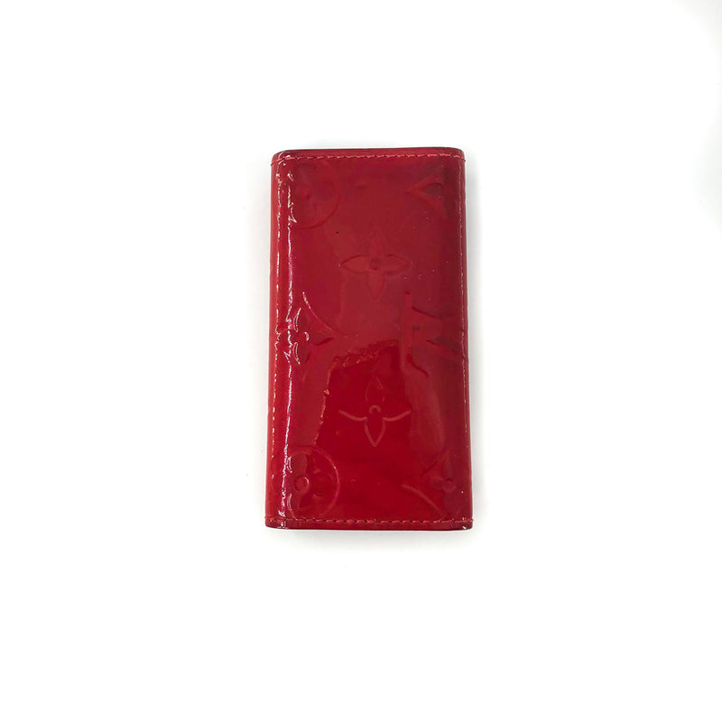 Authentic Louis Vuitton 4 Ring Key Holder Case RED Vernis 