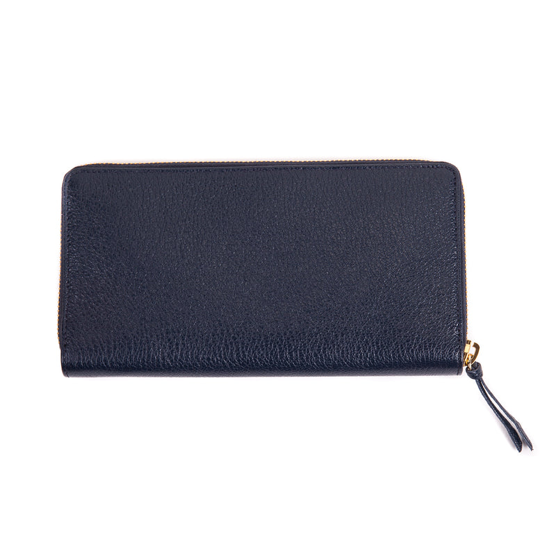 Blue classic Zip-around leather wallet