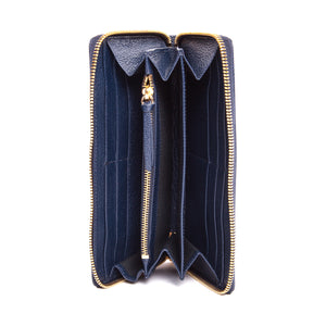 Blue classic Zip-around leather wallet