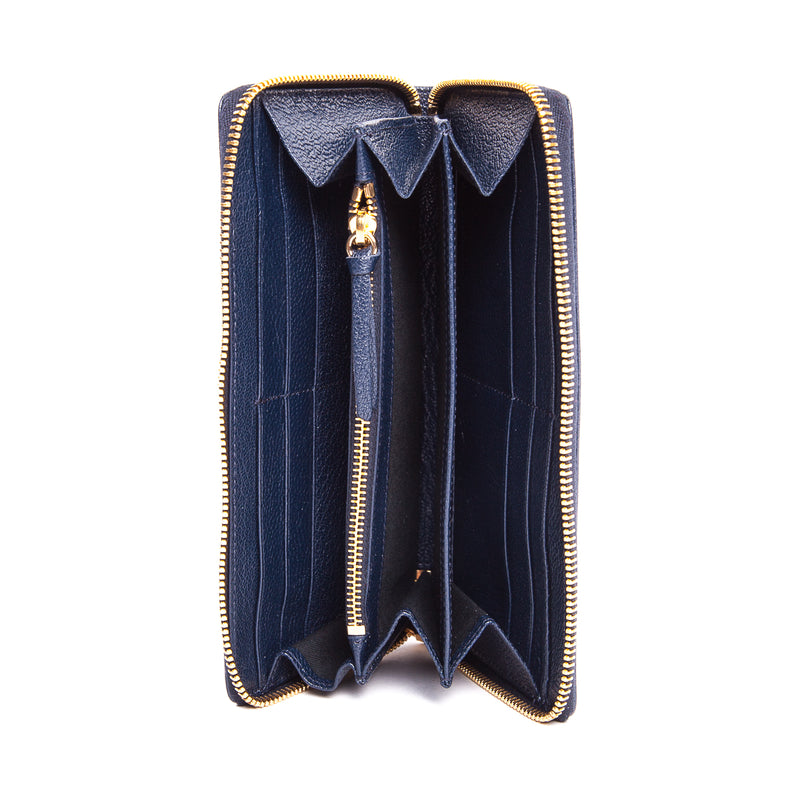 Blue classic Zip-around leather wallet