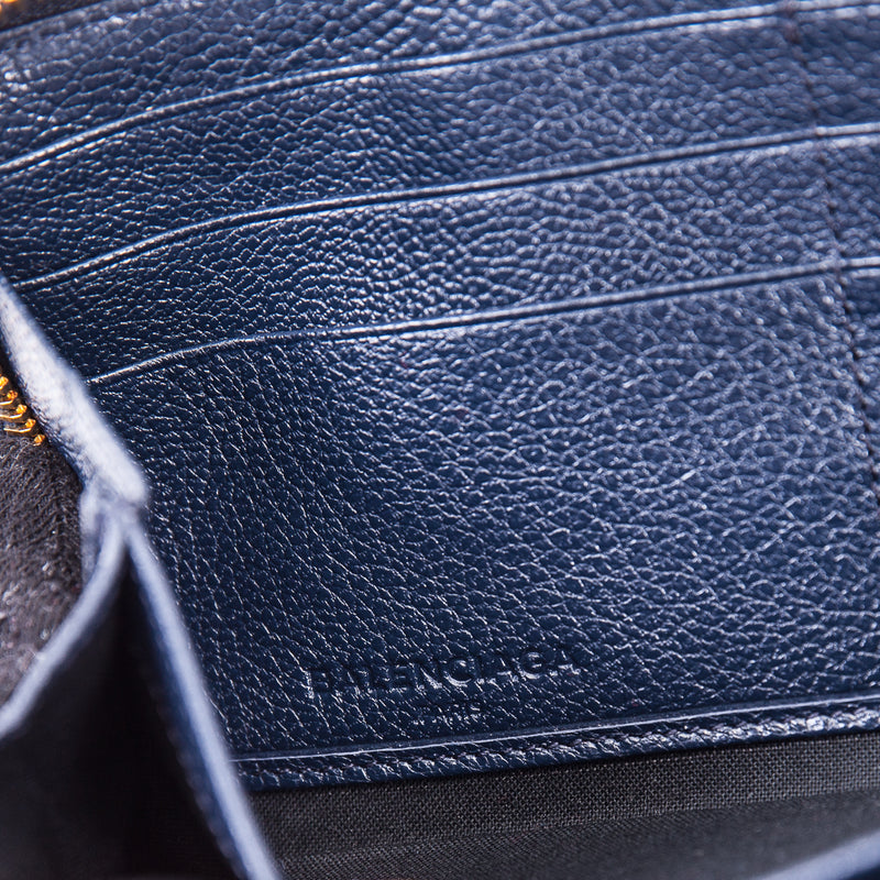 Blue classic Zip-around leather wallet