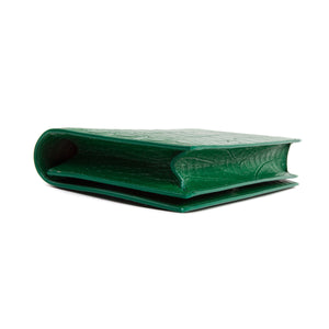 Embossed Crocodile Green Leather Clutch