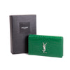 Embossed Crocodile Green Leather Clutch