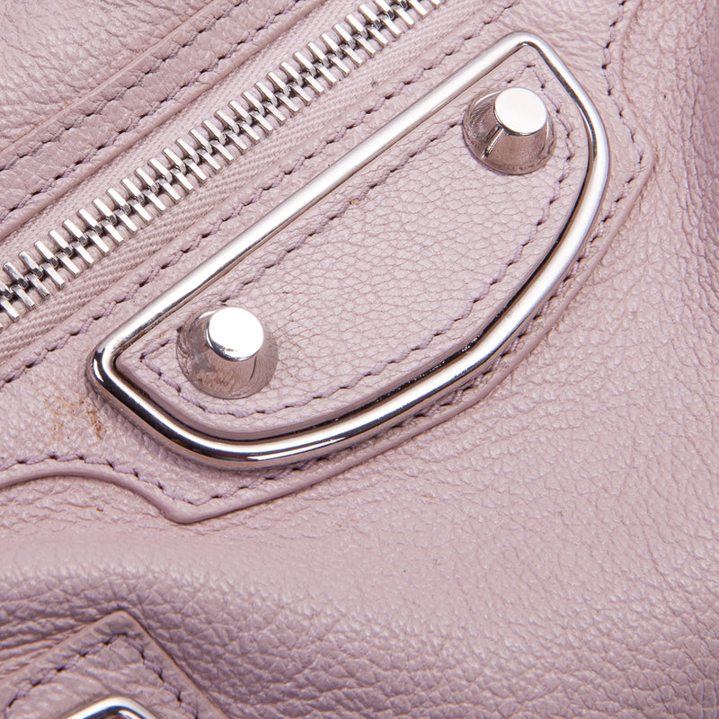 Chevre Metallic Edge Silver Mini City in Baby Pink