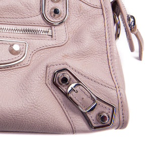 Chevre Metallic Edge Silver Mini City in Baby Pink