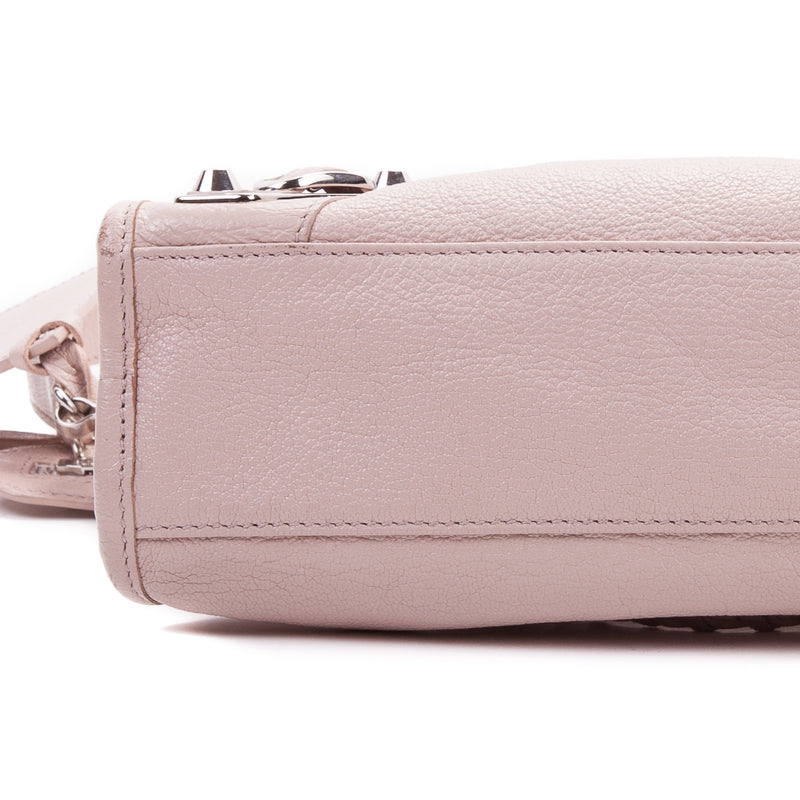 Chevre Metallic Edge Silver Mini City in Baby Pink