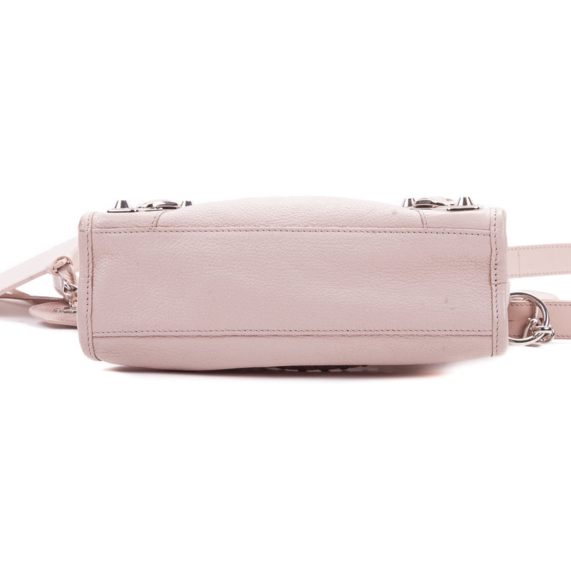 Chevre Metallic Edge Silver Mini City in Baby Pink