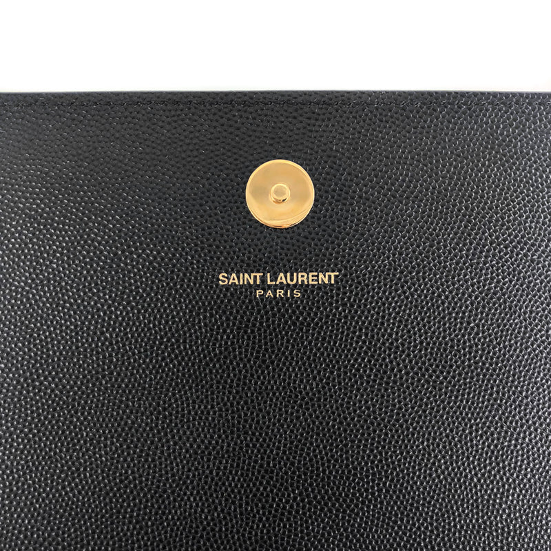 Saint Laurent Monogram Clutch In Matelasse Leather Black Gold $170