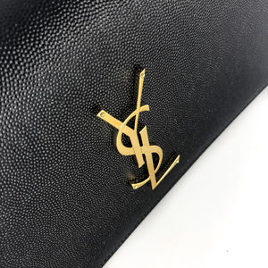 YSL Classic Monogram Clutch in Black Grain de Poudre
