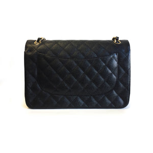 Double Flap Jumbo in Black Caviar Leather