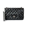 Double Flap Jumbo Quilted Patent Bag in Black with SHW