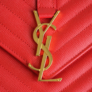 Large monogram red leather satchel