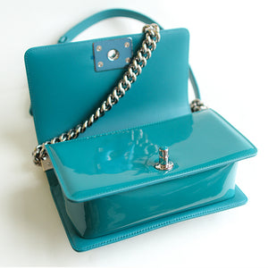 Boy Bag in Blue Patent Leather